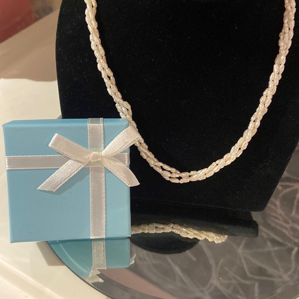 Triple strand of pearls 16” necklace safety lock Wedding Prom Bride Confirmation